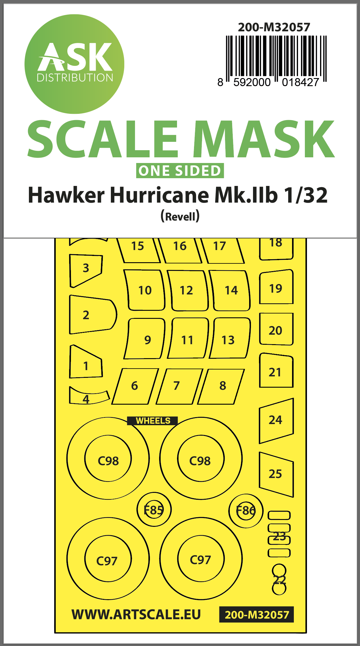 Art Scale 200-M32057 1:32 Hawker Hurricane Mk.IIB wheels & canopy masks