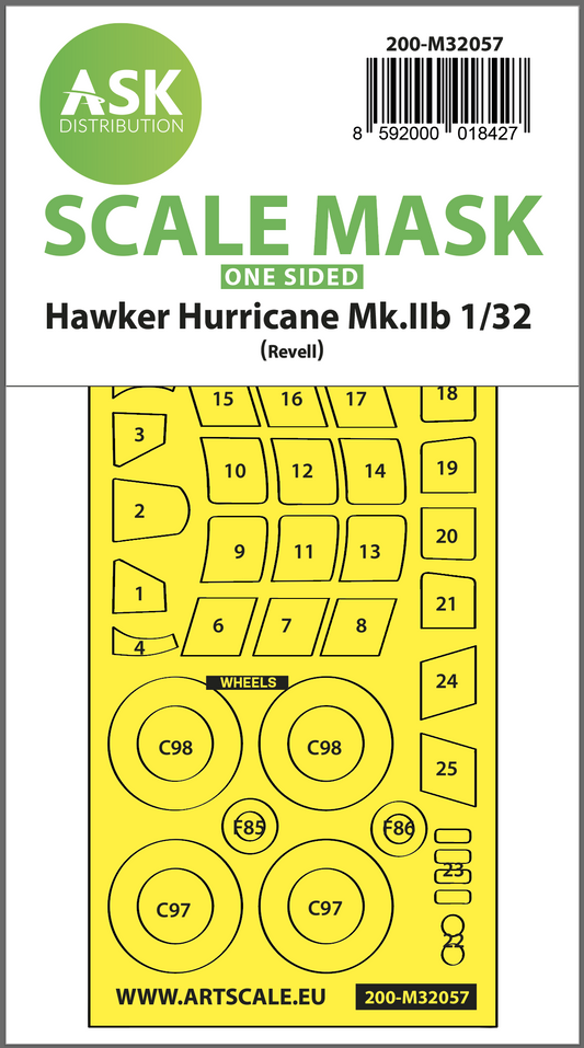Art Scale 200-M32057 1:32 Hawker Hurricane Mk.IIB wheels & canopy masks