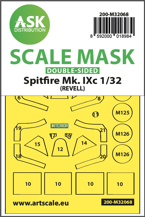 Art Scale 200-M32068 1:32 Spitfire Mk.IXc Wheel & Canopy Mask