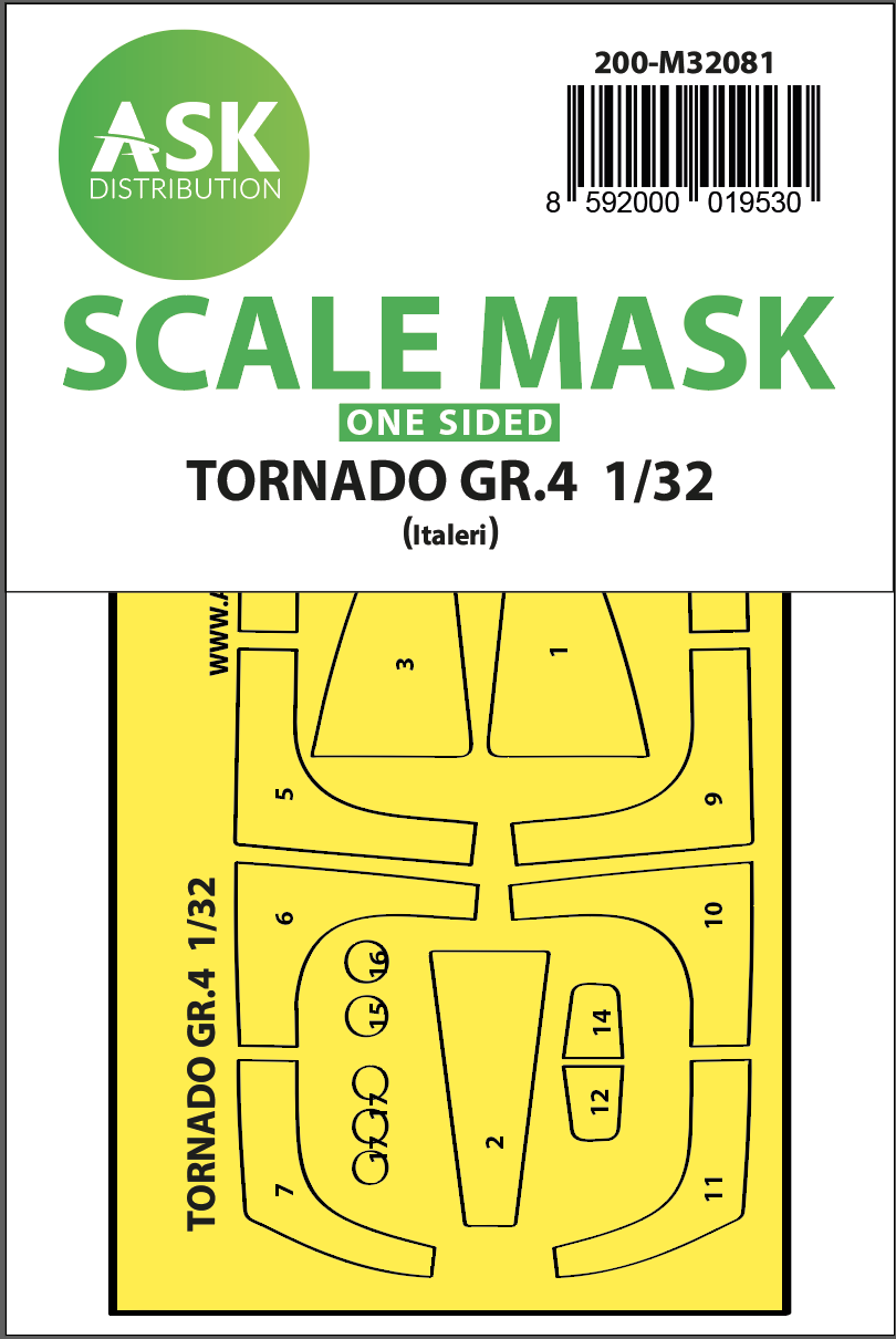 Art Scale 200-M32081 1:32 Panavia Tornado GR.4 canopy frame paint masks