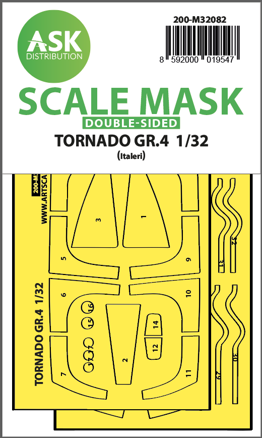Art Scale 200-M32082 1:32 Panavia Tornado GR.4 canopy frame paint mask