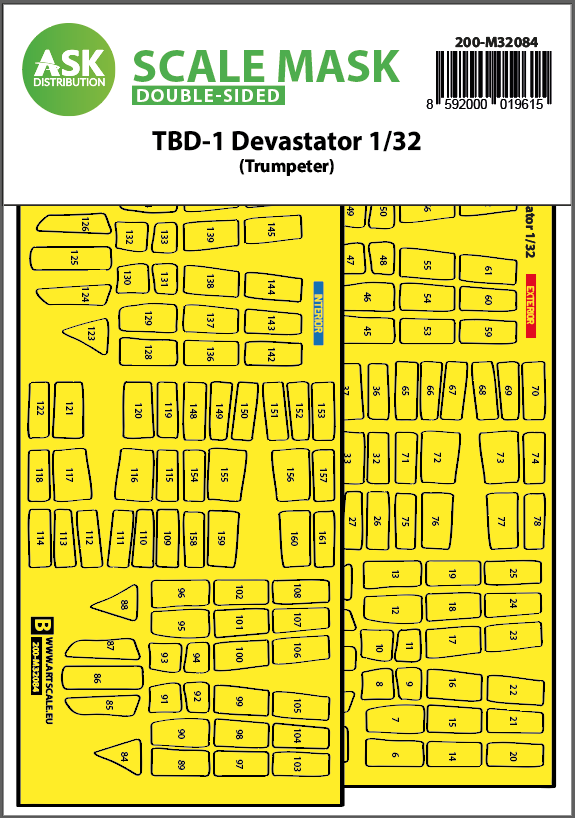 Art Scale 200-M32084 1:32 Douglas TBD-1 Devastator canopy frame paint mask