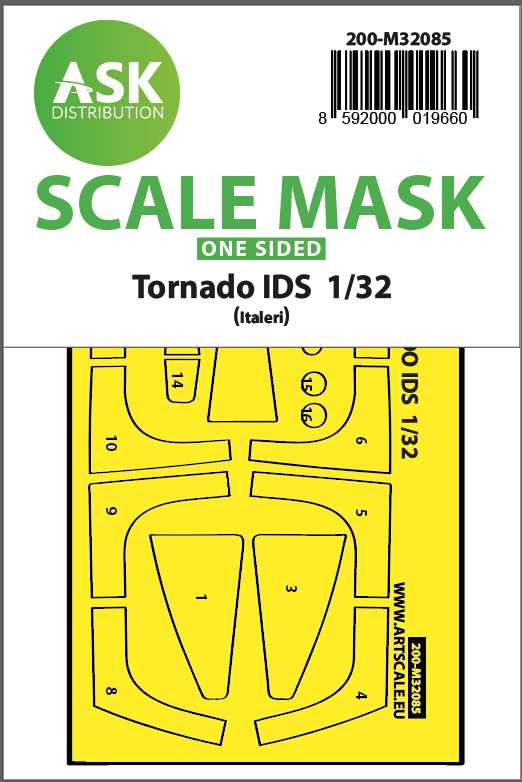 Art Scale 200-M32085 1:32 Panavia Tornado IDS canopy frame paint masks