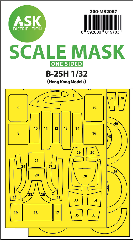 Art Scale 200-M32087 1:32 North-American B-25H Mitchell canopy frame paint masks