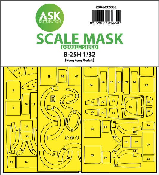 Art Scale 200-M32088 1:32 North-American B-25H Mitchell canopy frame paint mask