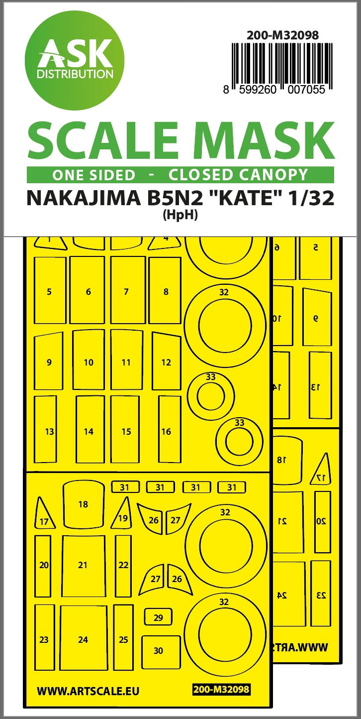 Art Scale 200-M32098 1:32 Nakajima B5N2 Kate closed canopy
