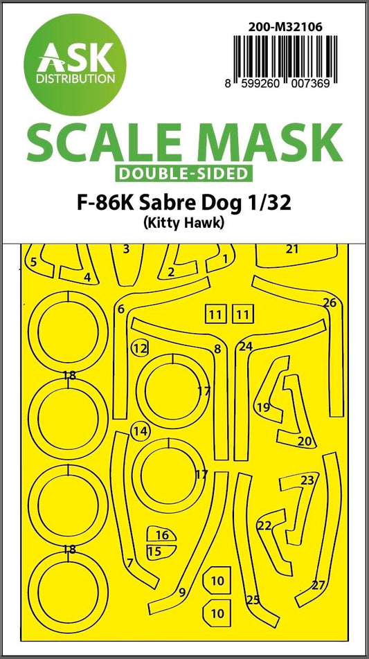 Art Scale 200-M32106 1:32 North-American F-86K Sabre Dog Wheel & Canopy Mask