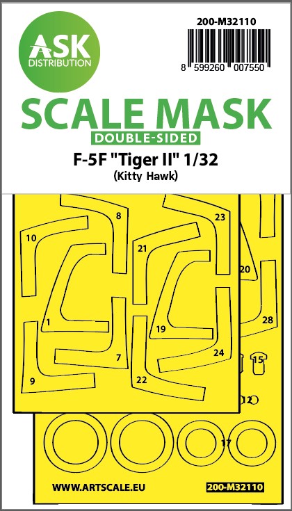 Art Scale 200-M32110 1:32 Northrop F-5F Tiger II wheels & canopy mask