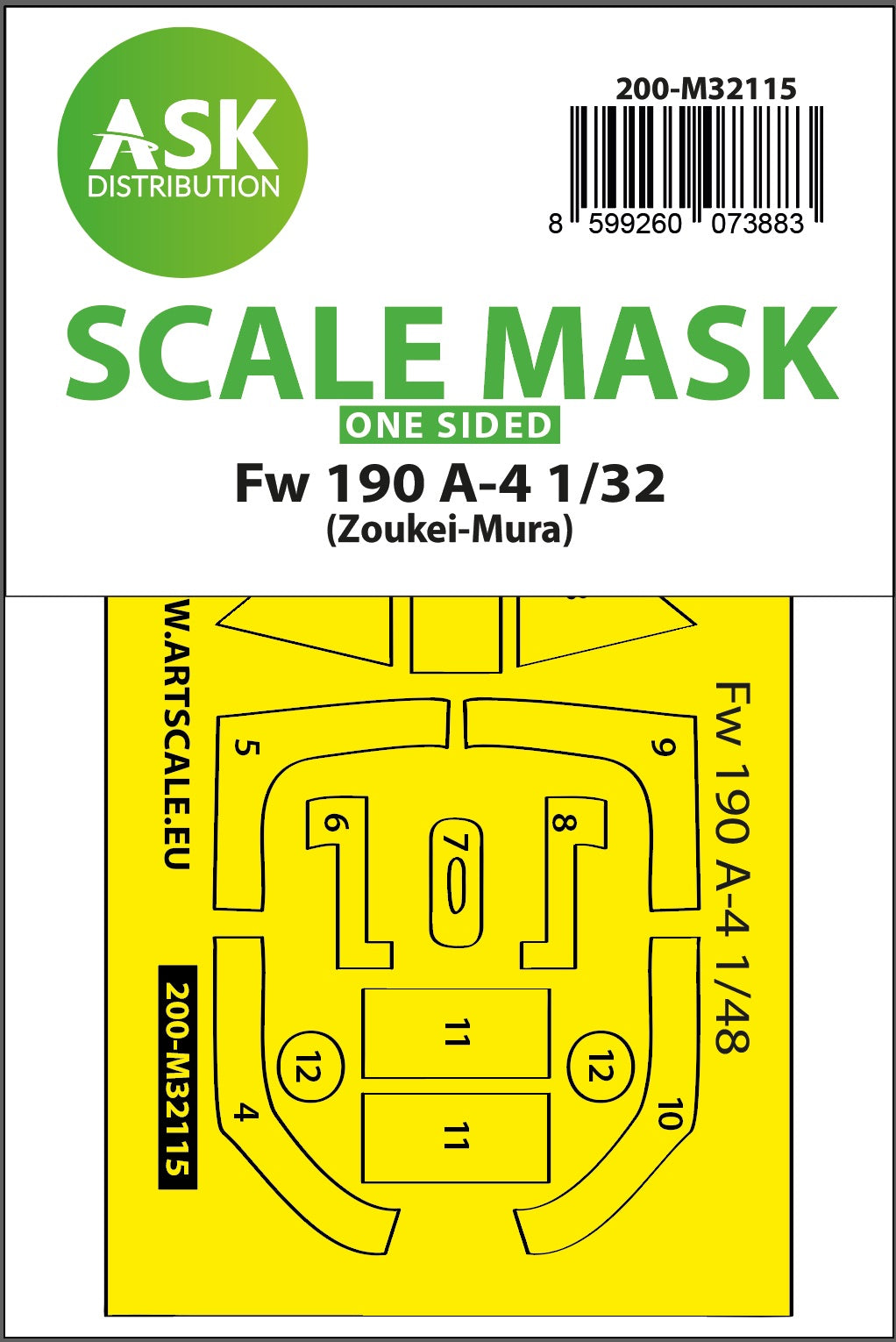 Art Scale 200-M32115 1:32 Focke-Wulf Fw-190A-4 canopy frame paint mask