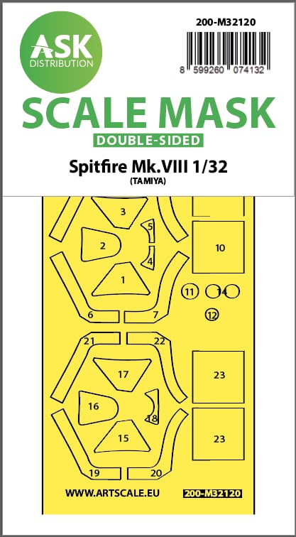 Art Scale 200-M32120 1:32 Supermarine Spitfire Mk.VIII canopy frame paint masks