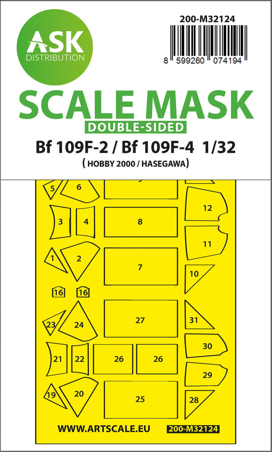 Art Scale 200-M32124 1:32 Bf-109F-2/F-4 Canopy Paint Masks