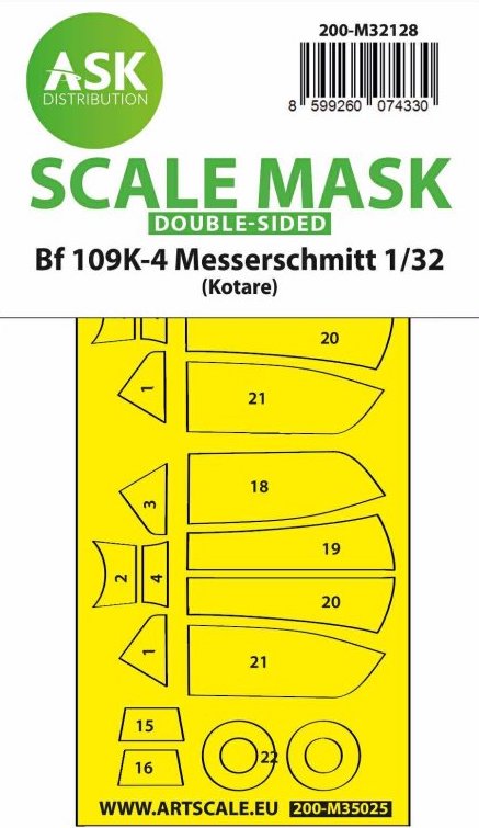 Art Scale 200-M32128 1:32 Messerschmitt Bf-109K-4 wheels & canopy masks