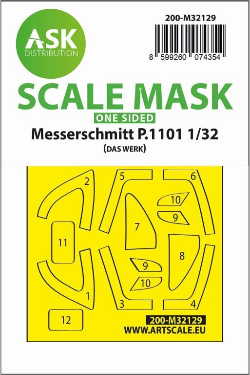 Art Scale 200-M32129 1:32 Messerschmitt P.1101 single-sided express fit mask