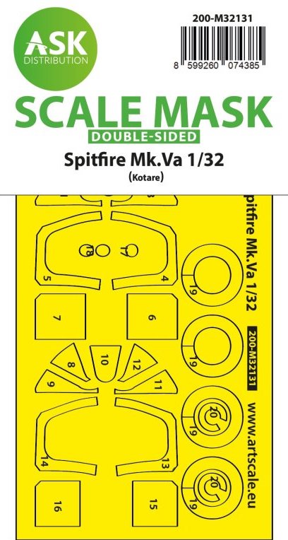 Art Scale 200-M32131 1:32 Spitfire Mk.Va Wheel & Canopy Masks