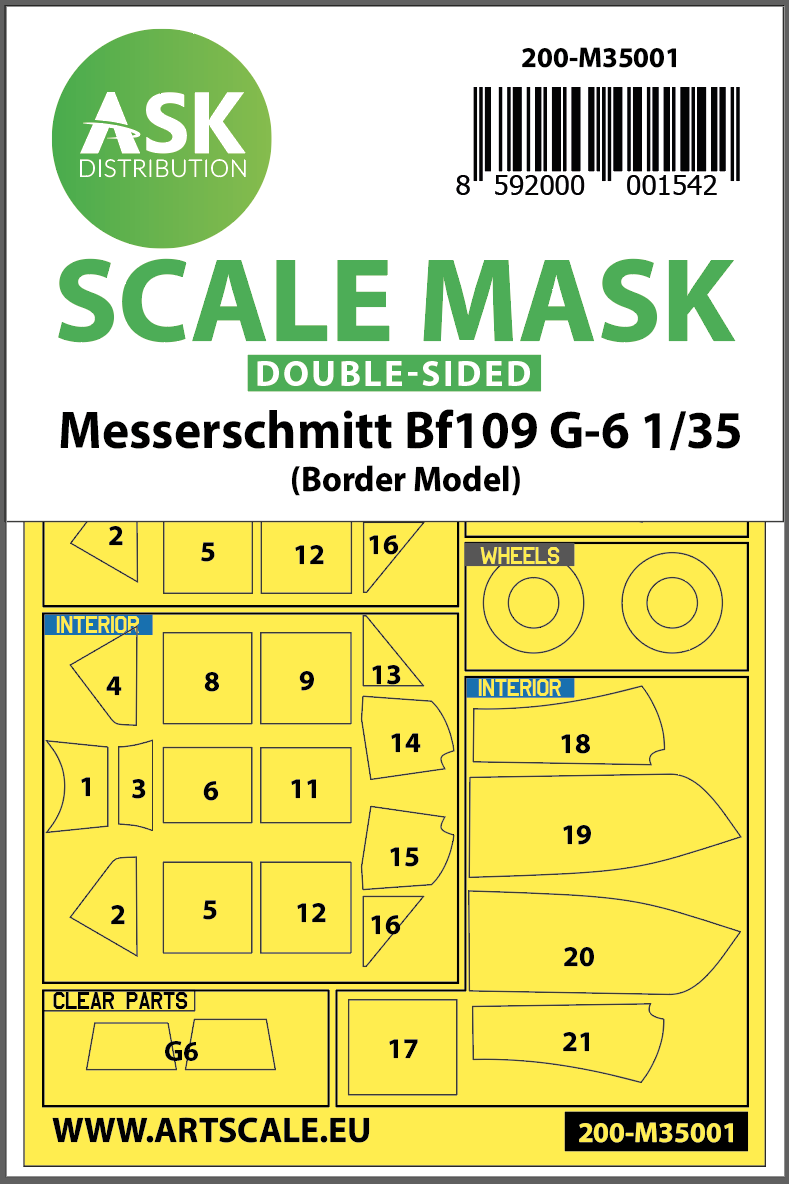 Art Scale 200-M35001 1:35 Messerschmitt Bf-109G-6 wheels & canopy masks