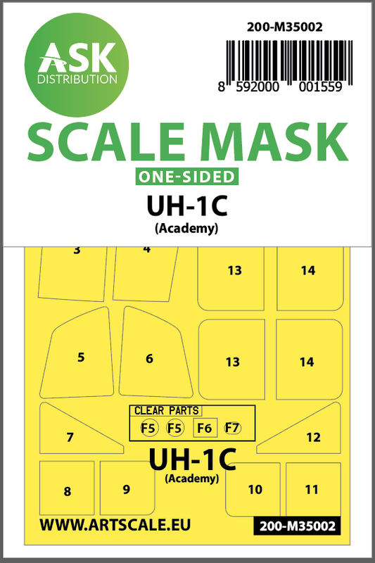Art Scale 200-M35002 1:35 Bell UH-1C Huey Kabuki canopy frame paint masks