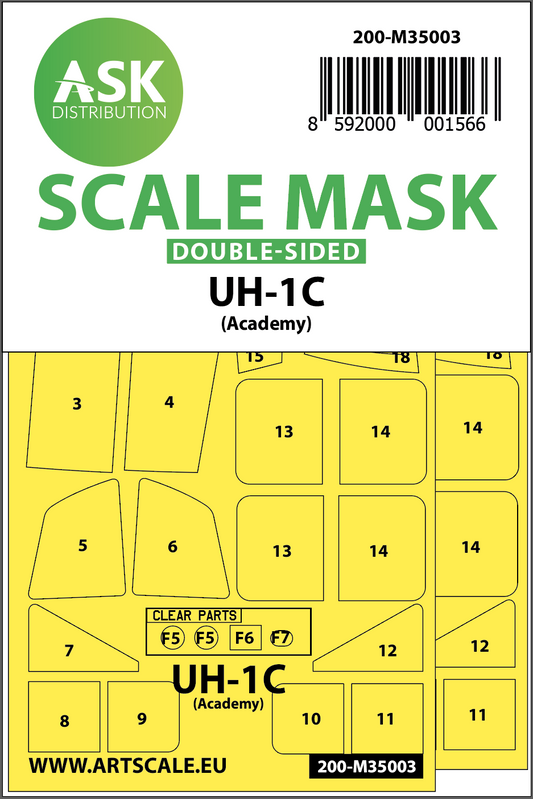 Art Scale 200-M35003 1:35 Bell UH-1C Huey canopy frame paint masks
