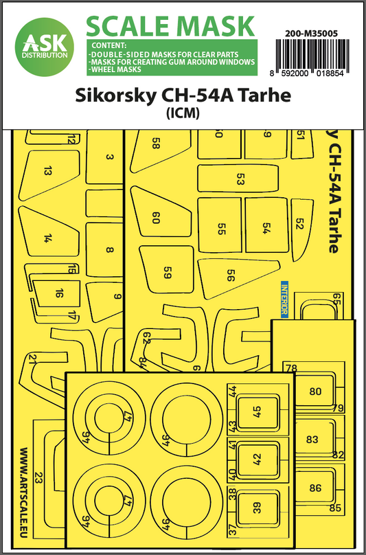 Art Scale 200-M35005 1:35 Sikorsky CH-54A "Tarhe" wheels & canopy mask