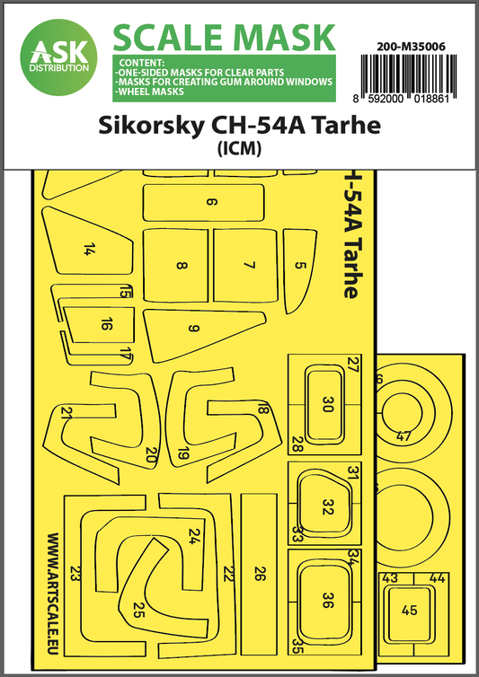 Art Scale 200-M35006 1:35 Sikorsky CH-54A "Tarhe" wheels & canopy masks