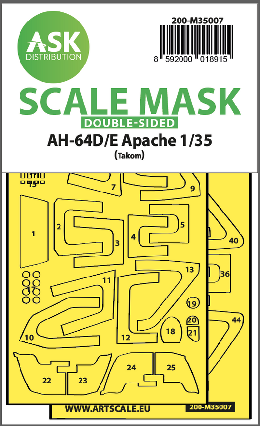Art Scale 200-M35007 1:35 Bell/Boeing AH-64D/E canopy frame paint mask