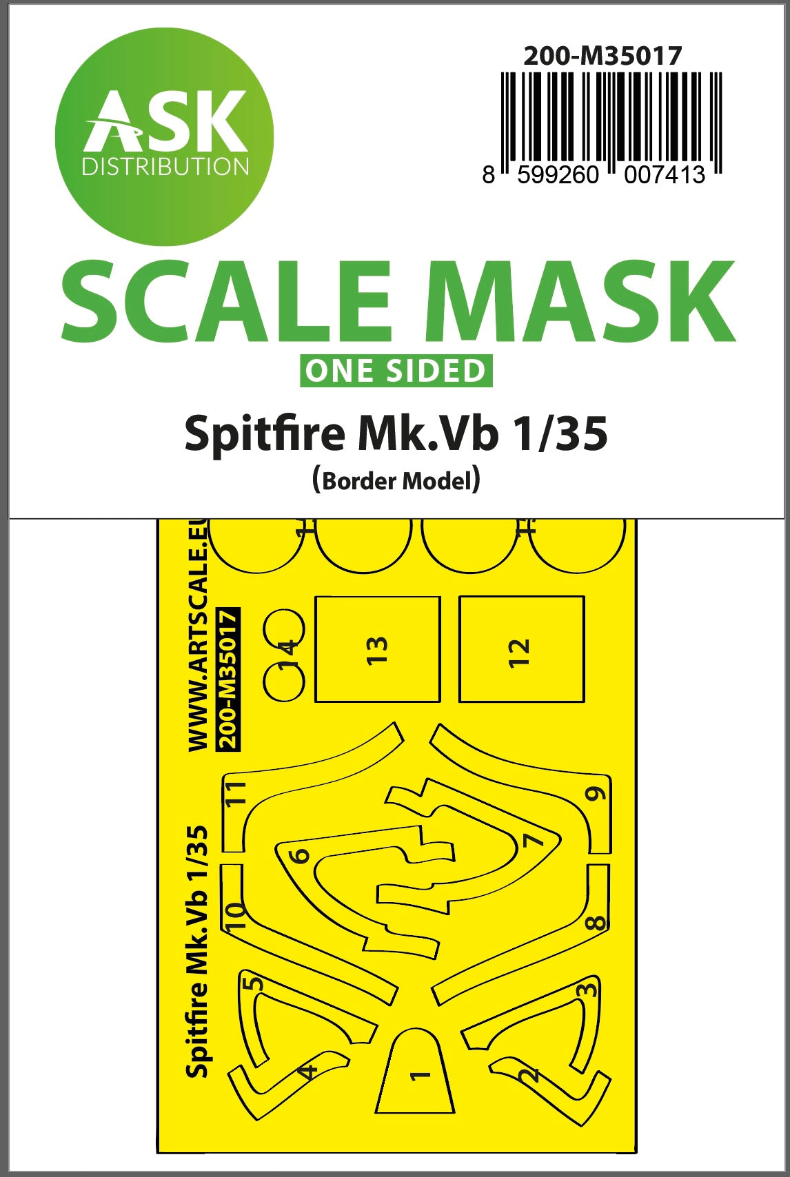 Art Scale 200-M35017 1:35 Spitfire Mk.Vb Wheel & Canopy Mask