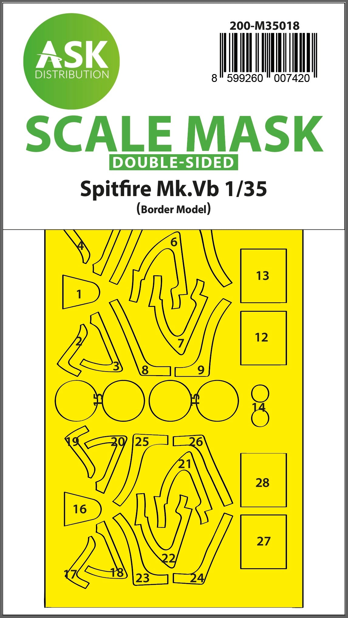 Art Scale 200-M35018 1:35 Spitfire Mk.Vb Wheel & Canopy Mask