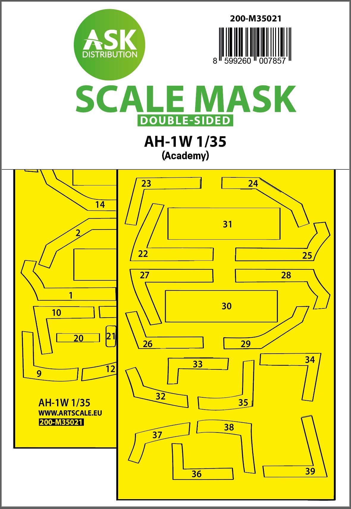 Art Scale 200-M35021 1:35 Bell AH-1W canopy frame paint mask