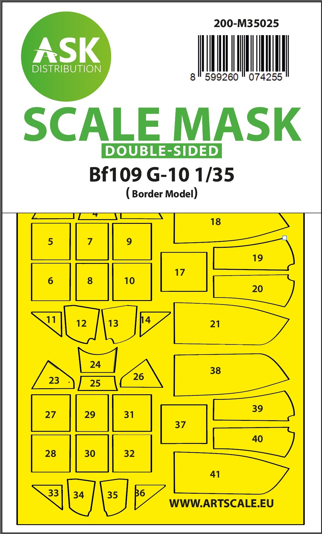 Art Scale 200-M35025 1:35 Messerschmitt Bf-109G-10 double-sided painting mask