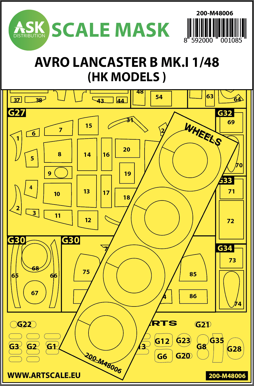 Art Scale 200-M48006 1:48 Avro Lancaster B Mk.I wheels & canopy masks