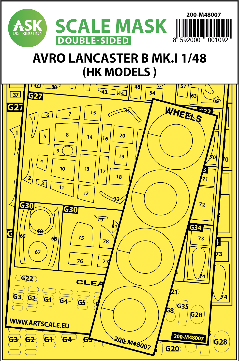 Art Scale 200-M48007 1:48 Avro Lancaster B Mk.I wheels & canopy masks
