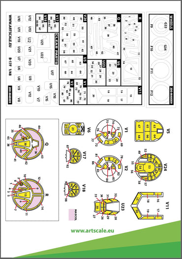 Art Scale 200-M48009 1:48 B-17F Flying Fortress Wheel & Canopy Paint Masks
