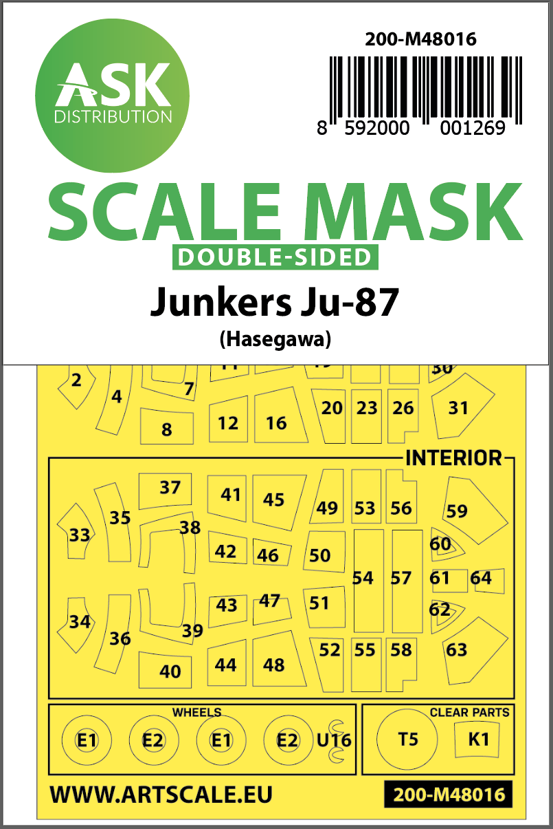 Art Scale 200-M48016 1:48 Junkers Ju-87D 'Stuka' wheels & canopy masks