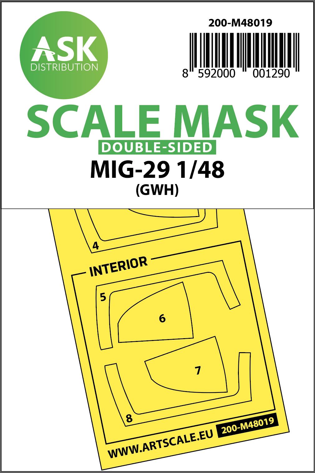 Art Scale 200-M48019 1:48 Mikoyan MiG-29 Kabuki canopy frame paint masks