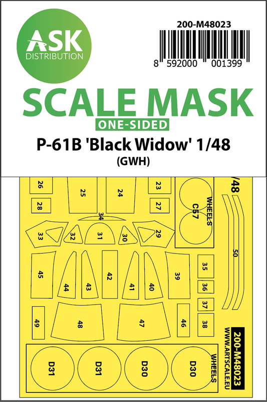 Art Scale 200-M48023 1:48 Northrop P-61A Black Widow Kabuki Wheel & Canopy Masks