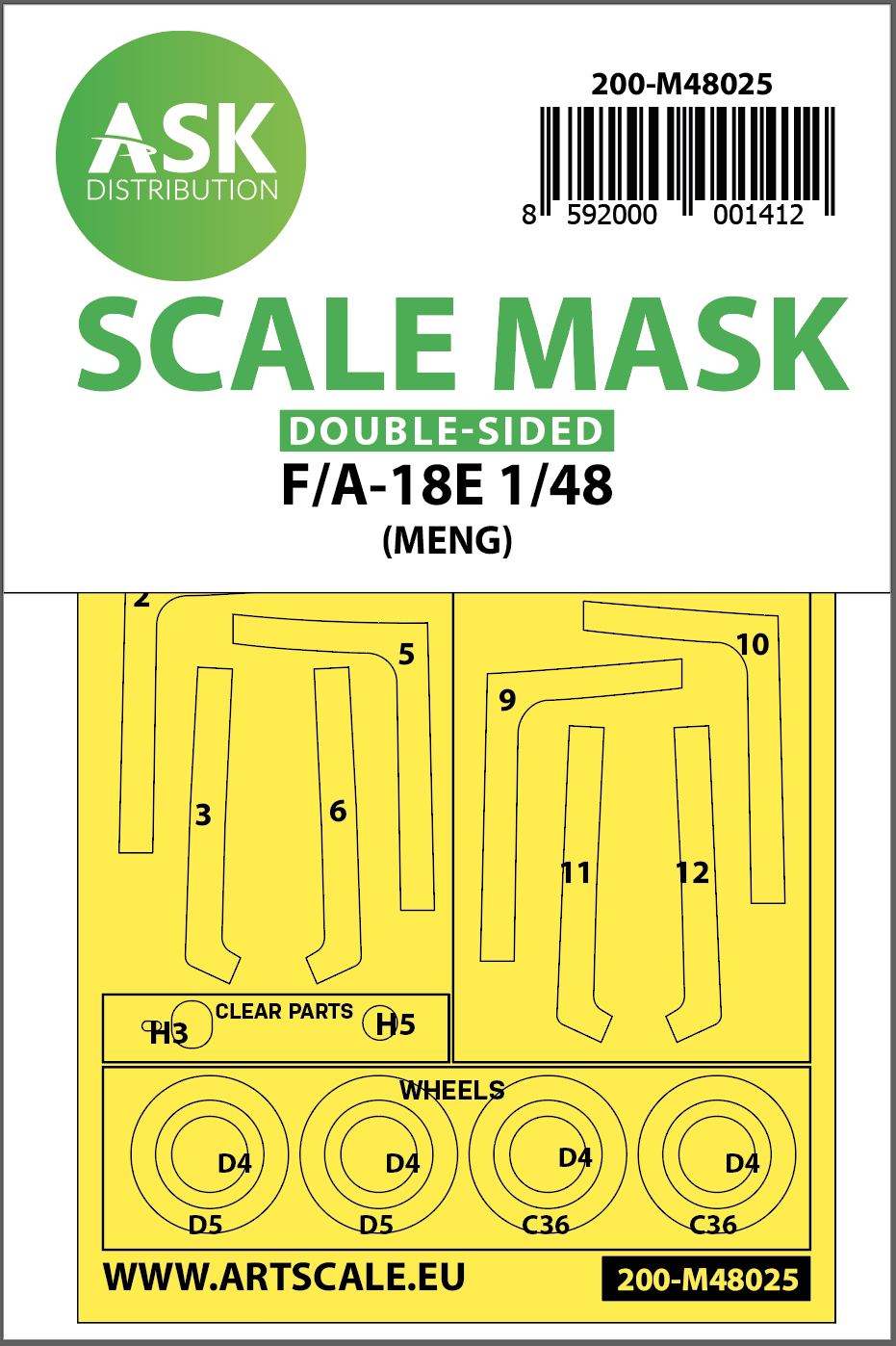 Art Scale 200-M48025 1:48 F/A-18E Super Hornet Kabuki Wheel & Canopy Masks