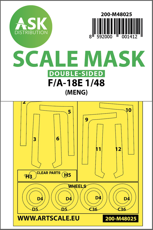 Art Scale 200-M48025 1:48 F/A-18E Super Hornet Kabuki Wheel & Canopy Masks