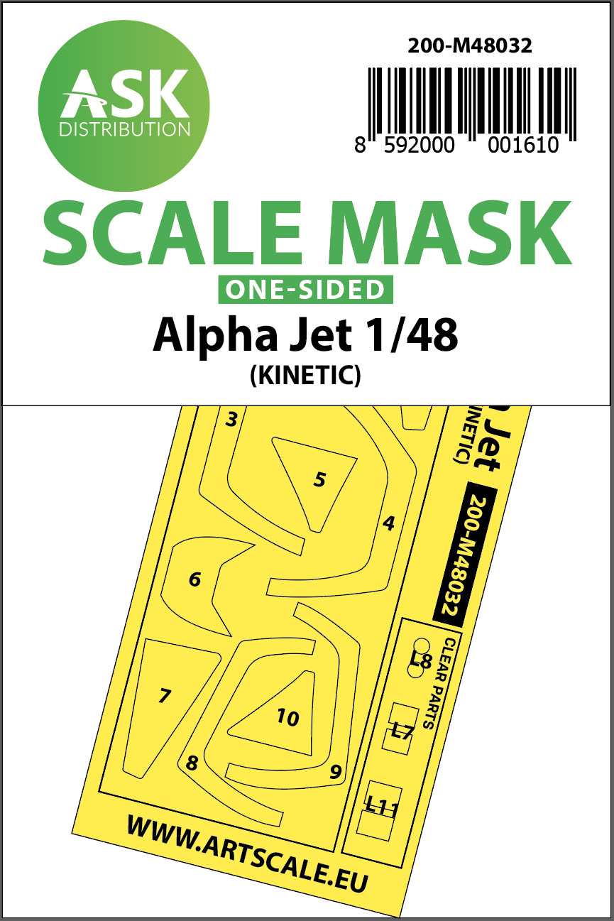 Art Scale 200-M48032 1:48 Dassault-Dornier Alpha Jet canopy frame paint masks