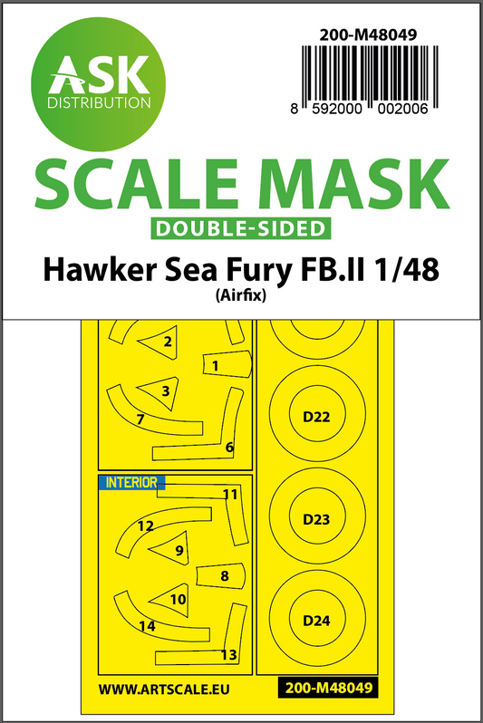 Art Scale 200-M48049 1:48 Hawker Sea Fury FB.II wheels & canopy masks