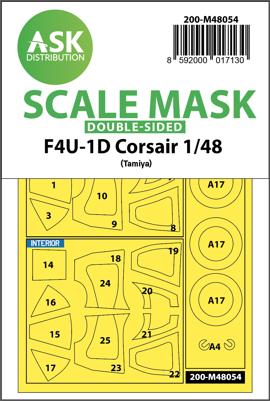 Art Scale 200-M48054 1:48 Vought F4U-1D Corsair wheels & canopy masks