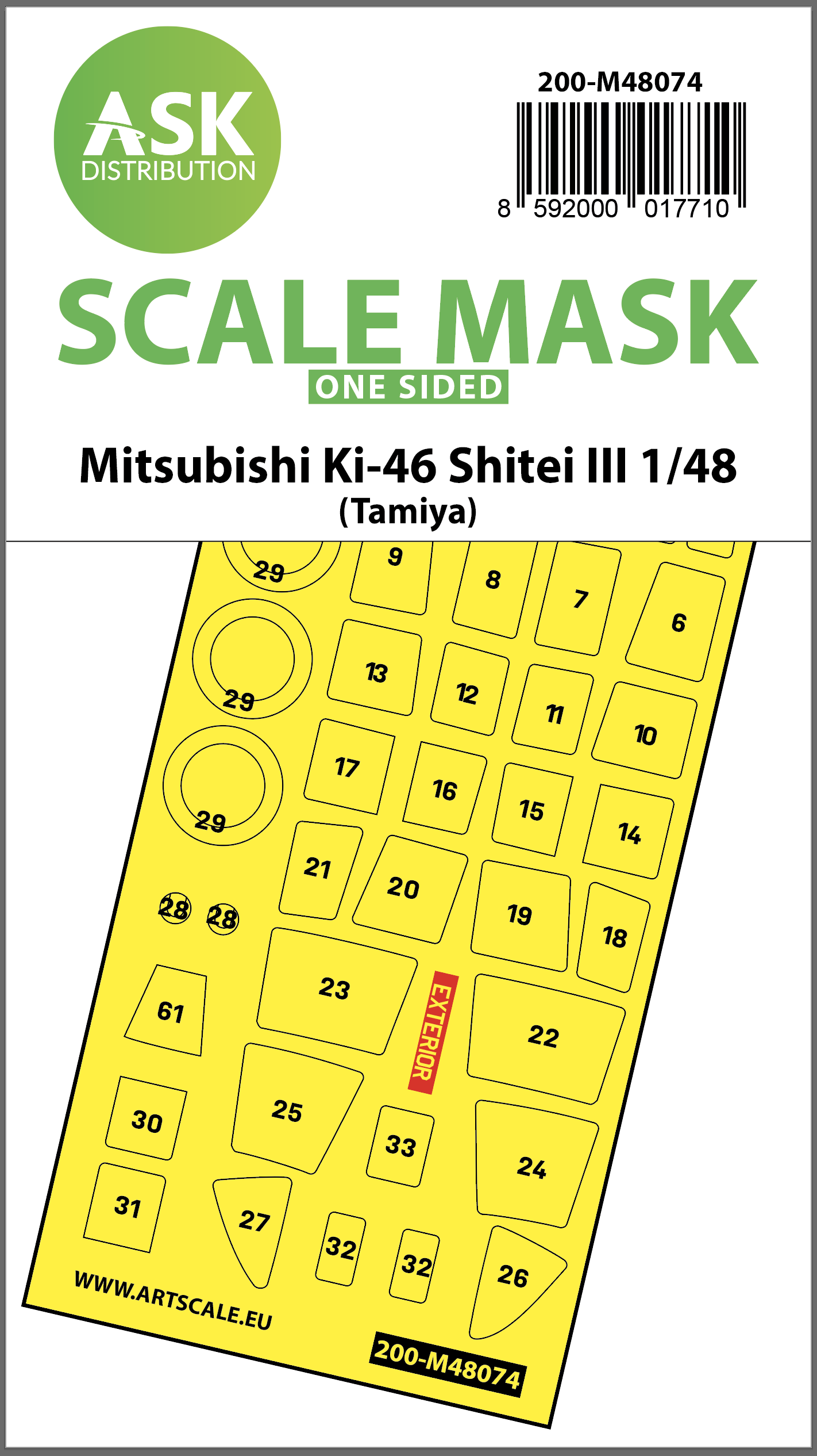 Art Scale 200-M48074 1:48 Mitsubishi Ki-46 Shitei III Wheel & Canopy Mask