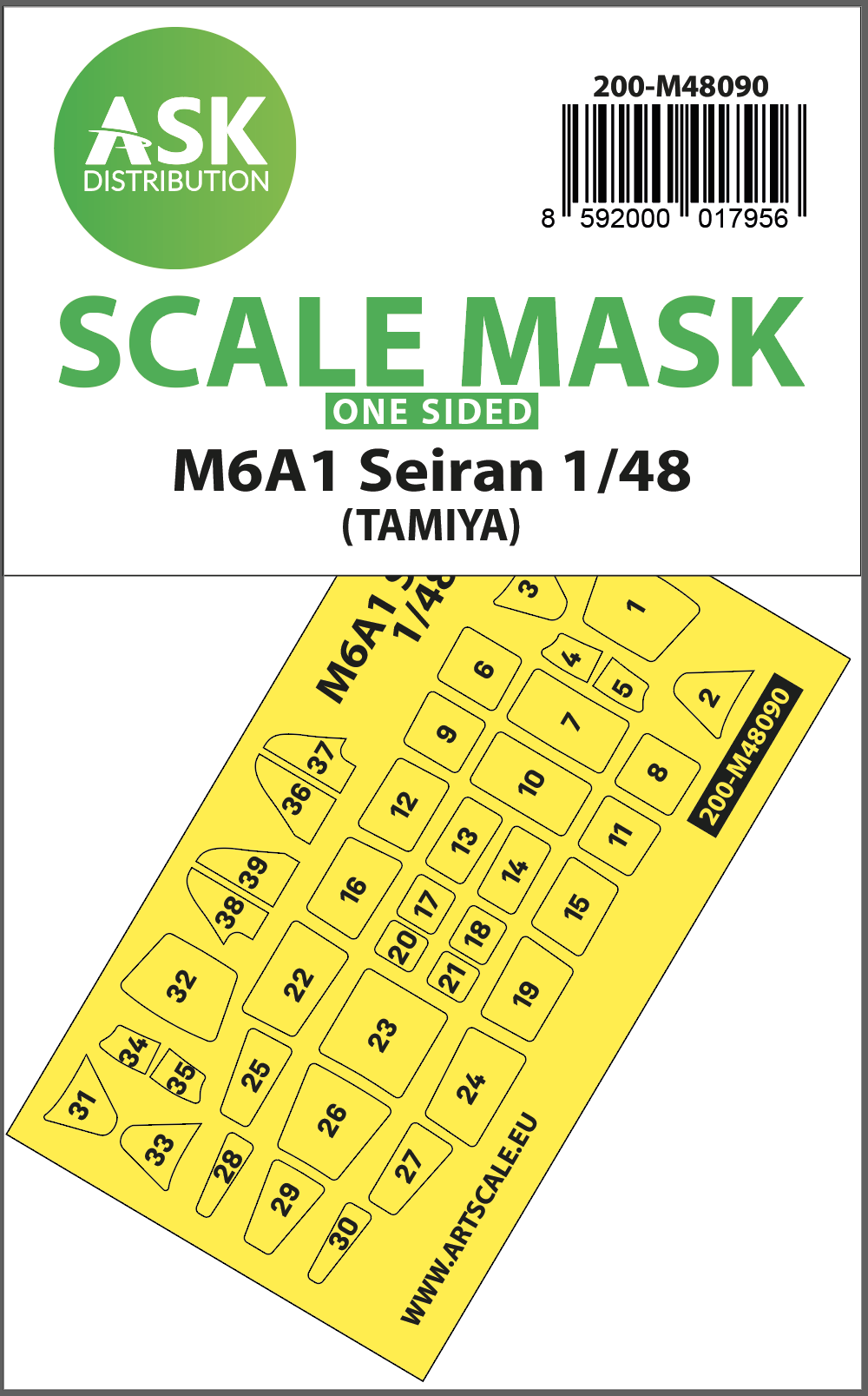 Art Scale 200-M48090 1:48 Aichi M6A1 Seiran canopy frame paint mask
