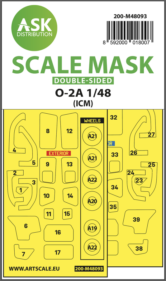 Art Scale 200-M48093 1:48 Cessna O-2A wheels and canopy frame paint masks