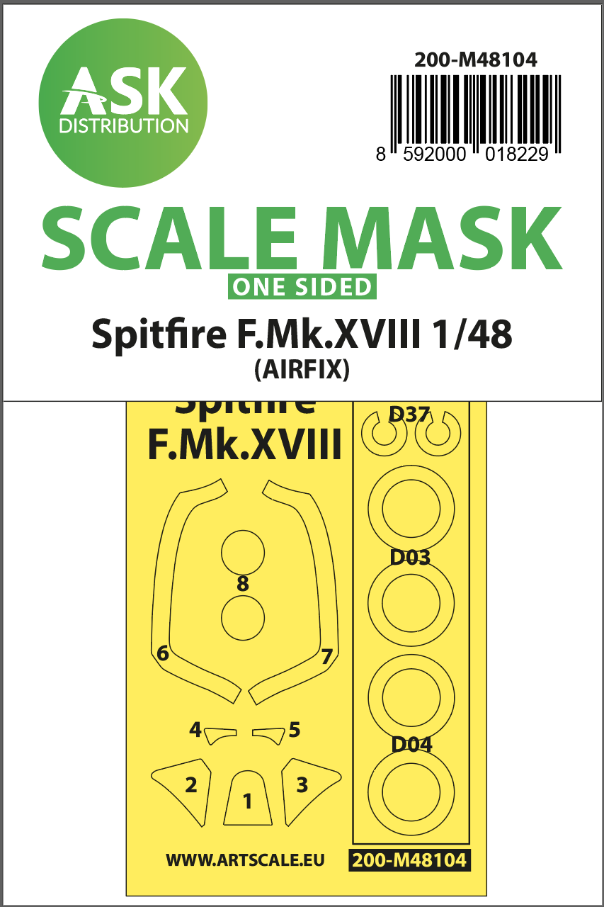 Art Scale 200-M48104 1:48 Spitfire F Mk.XVIII Wheel & Canopy Mask