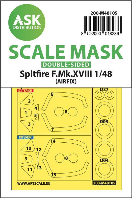 Art Scale 200-M48105 1:48 Spitfire F Mk.XVIII Wheel & Canopy Masks
