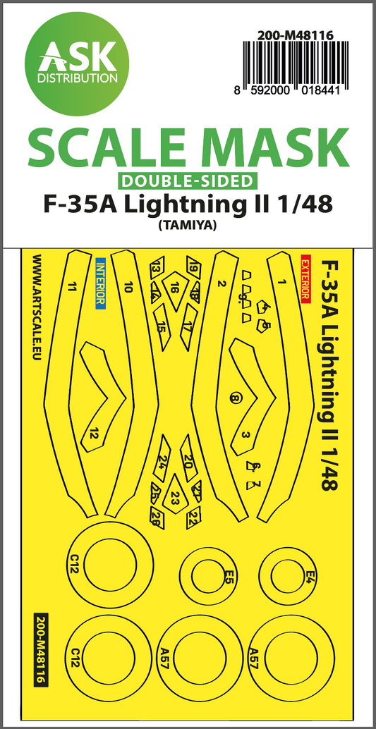 Art Scale 200-M48116 1:48 F-35A Lightning II Wheel & Canopy Paint Masks