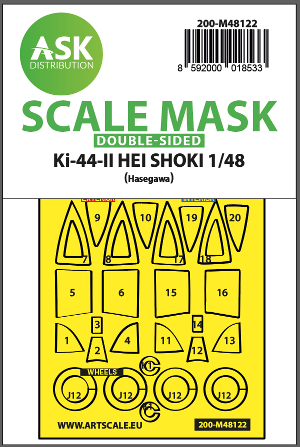 Art Scale 200-M48122 1:48 Nakajima Ki-44-II HEI SHOKI Wheel & Canopy Mask