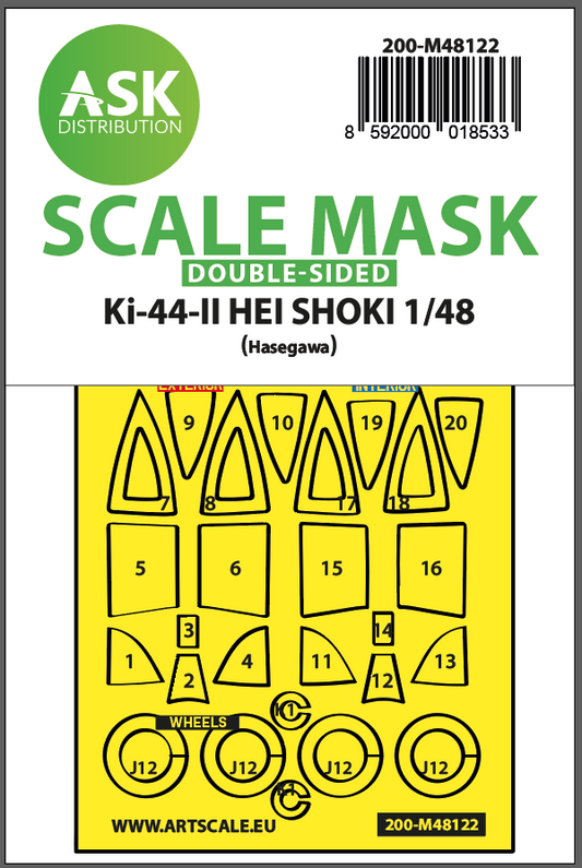 Art Scale 200-M48122 1:48 Nakajima Ki-44-II HEI SHOKI Wheel & Canopy Mask