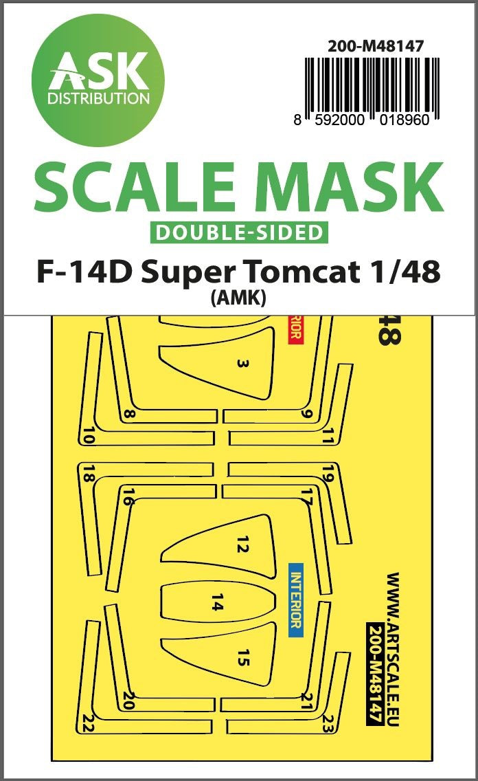 Art Scale 200-M48147 1:48 Grumman F-14D Super Tomcat canopy frame paint mask