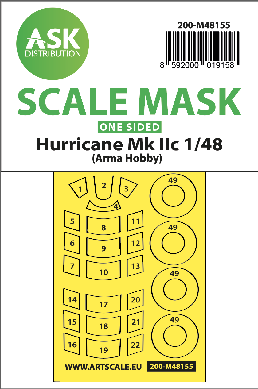 Art Scale 200-M48155 1:48 Hawker Hurricane Mk.IIc wheels & canopy mask