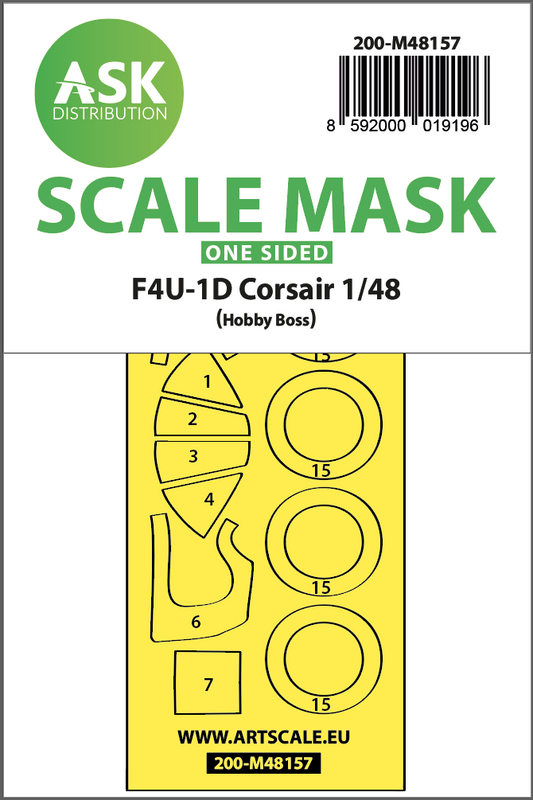 Art Scale 200-M48157 1:48 Vought F4U-1D Corsair wheels & canopy frame paint mask